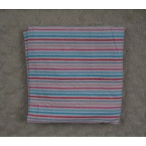Gerber Pink Blue Stripes Baby Receiving Blanket Flannel Thin White Aqua Gray